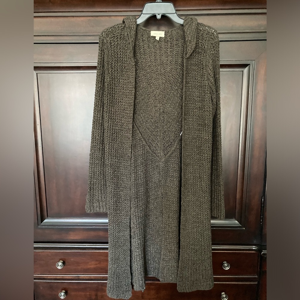 Women's Urban Day Olive Brown Knit Hooded Sweater